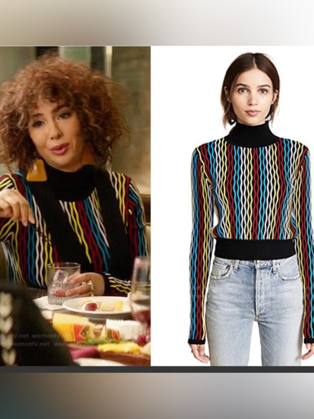 Diane Von Furstenberg “Bodin” Stripe Turtleneck Crop Long Sleeve Sweater medium